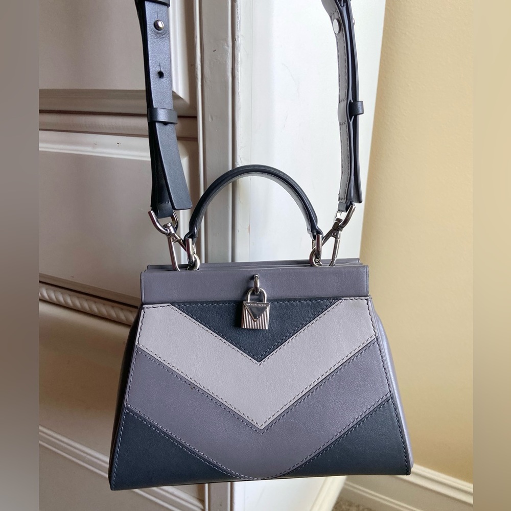 Michael Kors Gramercy Grey/Gray Tri-color block mini small bag